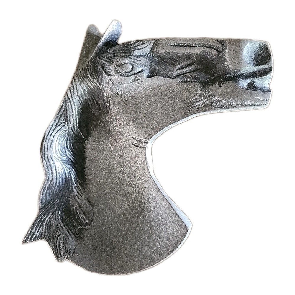 Aluminum 8" Horse Bust Head Trinket Key Dish Rustic Rough‎ Matte Finish